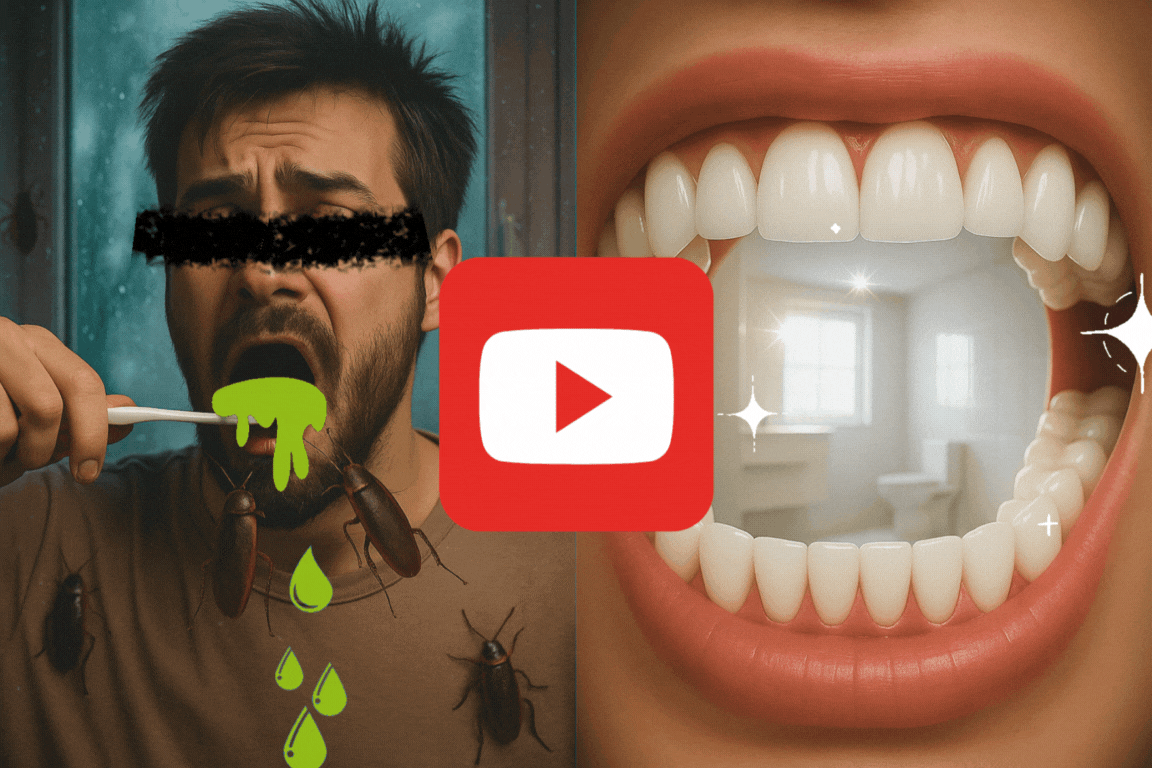 Image of a toothbrush or person in shock, representing the hidden truth about oral health.